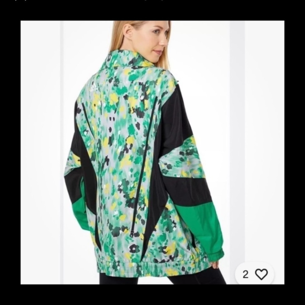 Adidas by Stella McCartney Green and Black Patterned Bomber Jacket size M - Picture 2 of 4